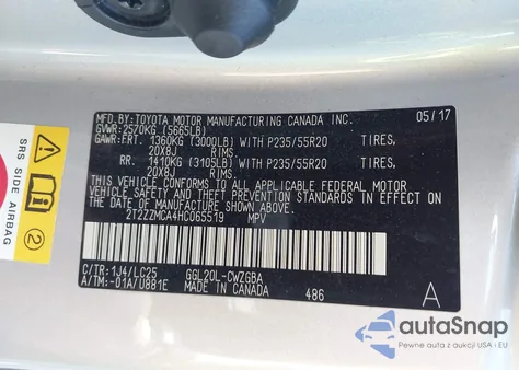 2017 Lexus Rx 350 F Sport из США, поврежденный, VIN 2T2ZZMCA4HC065519